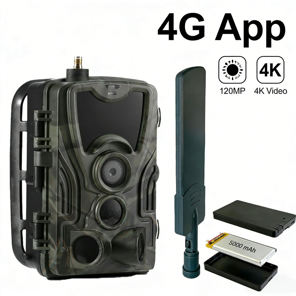 Outdoor Hunting Video Camera - 4G 4K 120MP Canlı Video 5000mAh