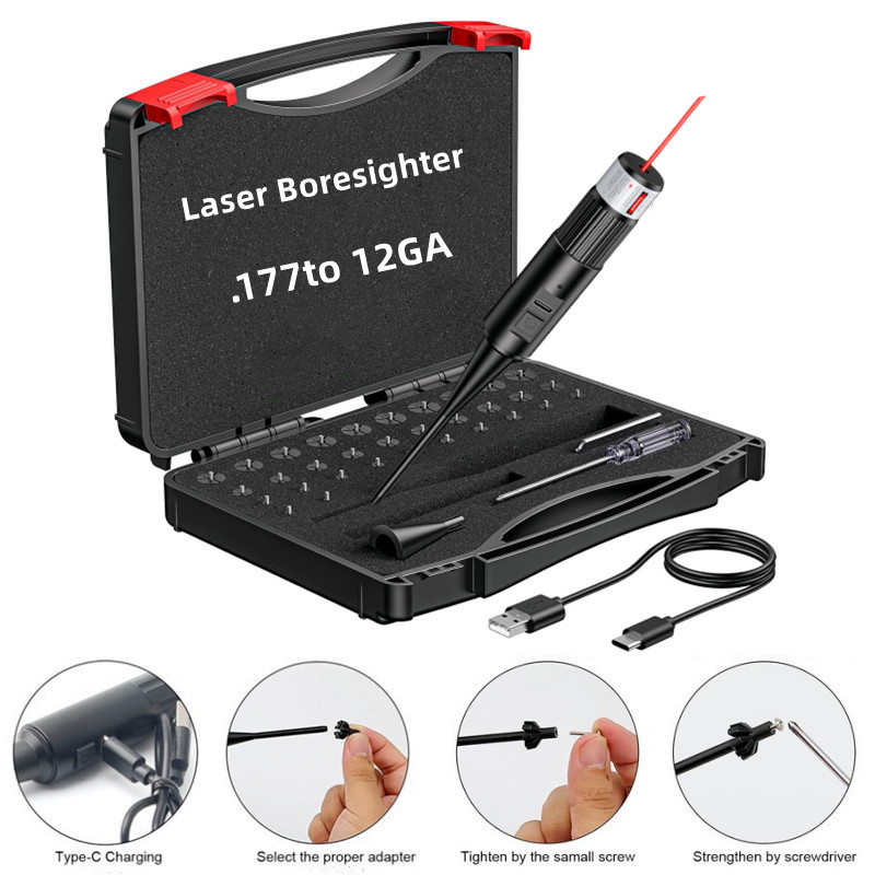 Laser Boresighter Kit - Şarj Edilebilir Lazer Boru Hedefleme Seti